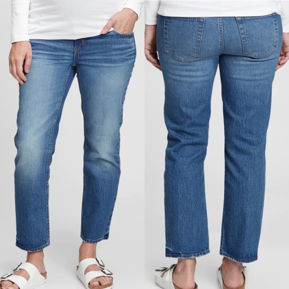 GAP MATERNITY City Fit Stretch Blue JEANS Womens 4 Ankle Straight Leg
